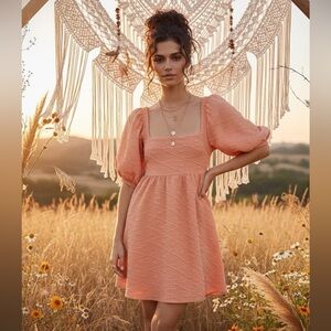 Free People Peach Textured Mini Dress